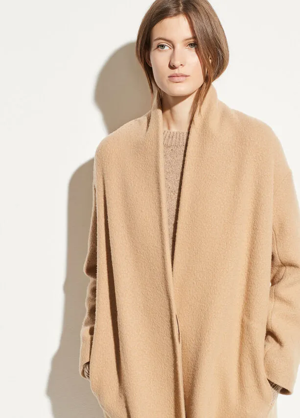 Vince - Collarless Coat in Limestone