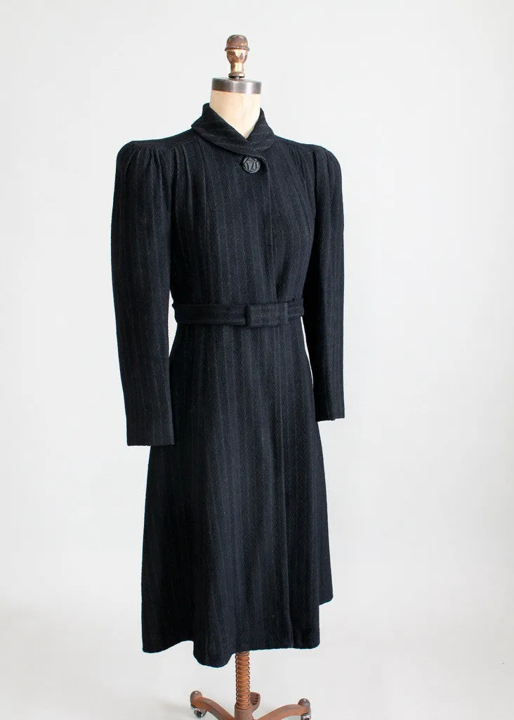 Vintage Late 1930s Pinstriped Wool Coat