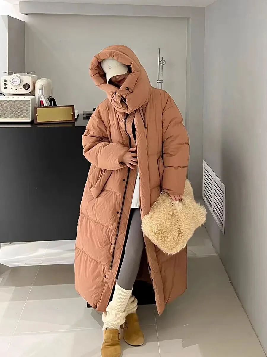 Women's Long Down Jacket Loose Big Yards Warm Jacket Casual Parka