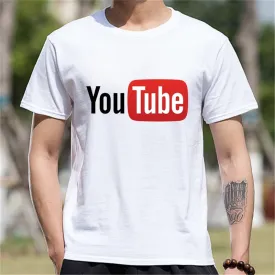 YouTube Logo Print Cotton Funny T Shirt for Men